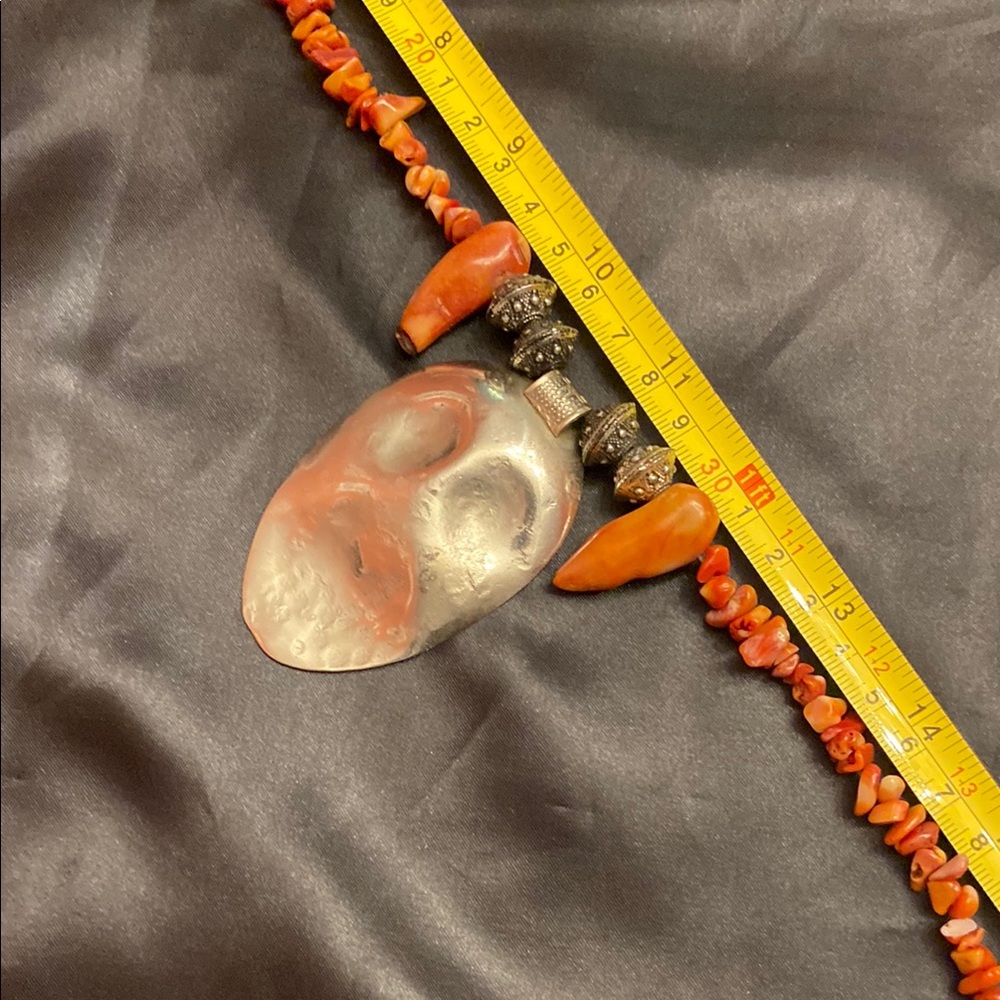 Coral and Silver Beaded Necklace - Picture 10 of 11